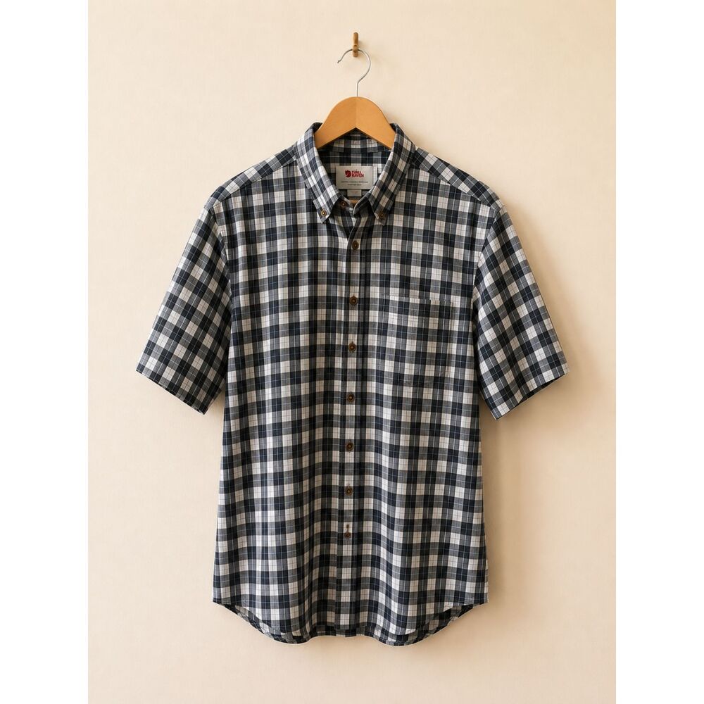 Fjällräven Men's Plaid Button-Down Shirt | Size Lg | Comfort Fit | 100% Cotton